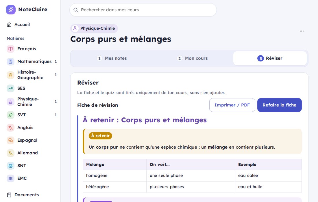 Fiche de révision et quiz